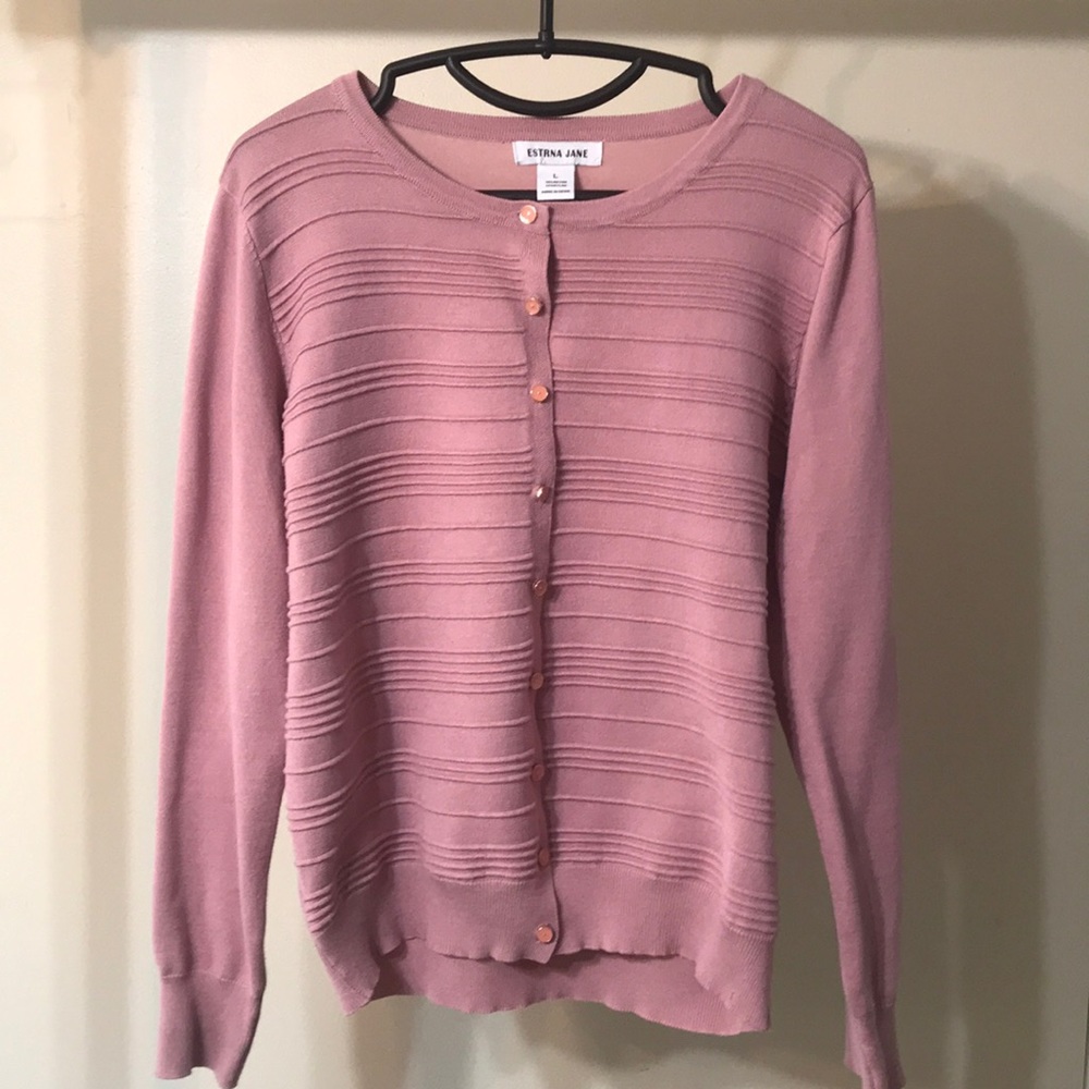 Estrna Jane Pink Button Up Cardigan. EUC. L.